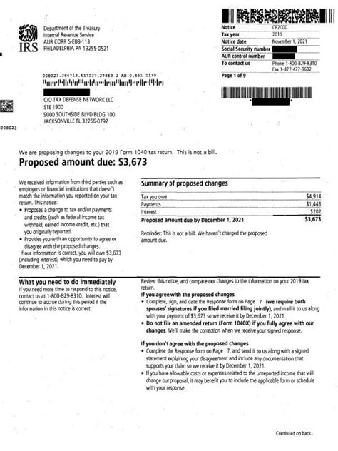 IRS Audit Letter CP2000 Sample 5
