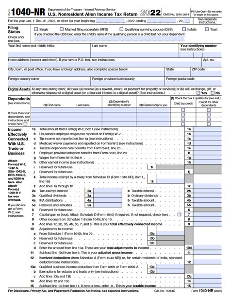 IRS Form 1040NR Forms Docs 2023