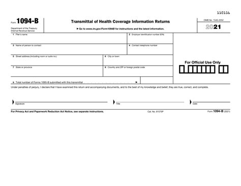 IRS Form 1094B Download Fillable PDF or Fill Online Transmittal of