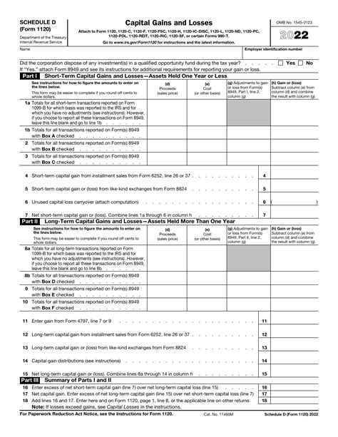 IRS Form 1120S Schedule D Download Fillable PDF or Fill Online Capital