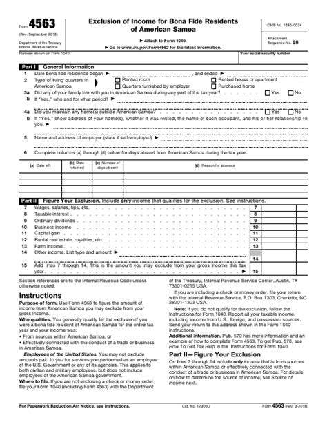 IRS Form 4563 Download Fillable PDF or Fill Online Exclusion of