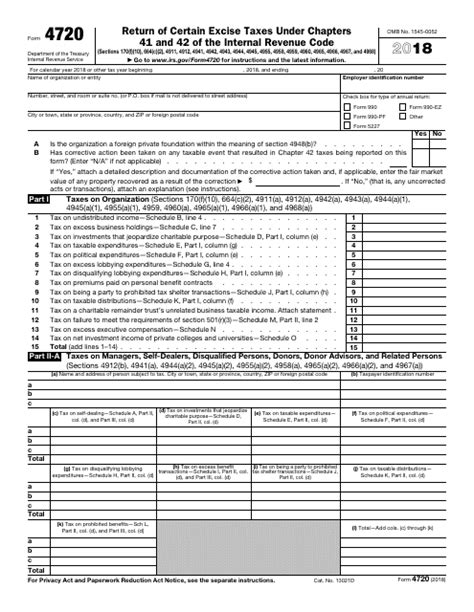 IRS Form 4720 Download Fillable PDF or Fill Online Return of Certain