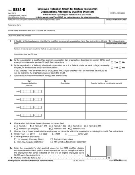 IRS Form 5884D Employee Retention Credit for Certain TaxExempt