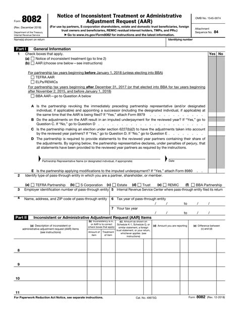 IRS Form 8082 Download Fillable PDF or Fill Online Notice of
