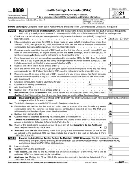 IRS Form 8889 ≡ Fill Out Printable PDF Forms Online