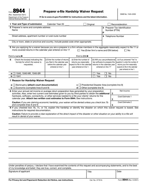 IRS Form 8944 Download Fillable PDF or Fill Online Preparer EFile