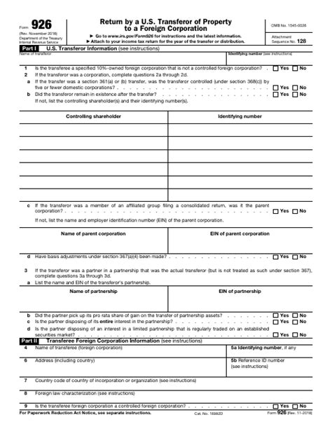 IRS Form 926 Download Fillable PDF or Fill Online Return by a U.S