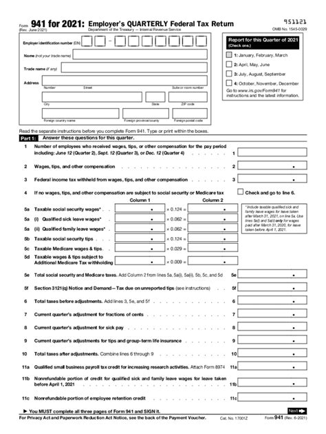 IRS Form 941 Worksheet 1 for 2021 & 2020 (COVID19 Tax Credits)