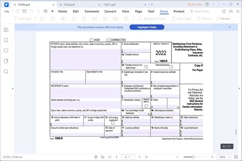 IRS Form Instruction 1099R & 5498 2019 2020 Printable & Fillable