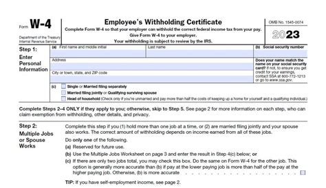 IRS W4 Form 2023 Printable IRS Tax Forms 2022