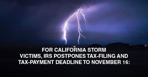 IRS postpones tax filing deadline one month for California storm victims
