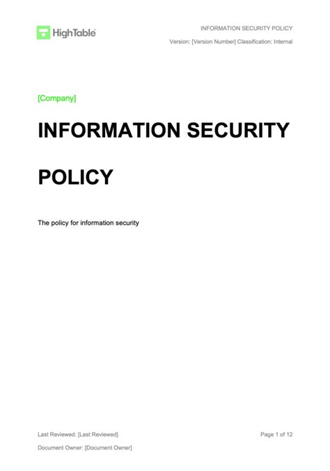 ISO 27001 Information Security Policy Ultimate Guide Sample Security