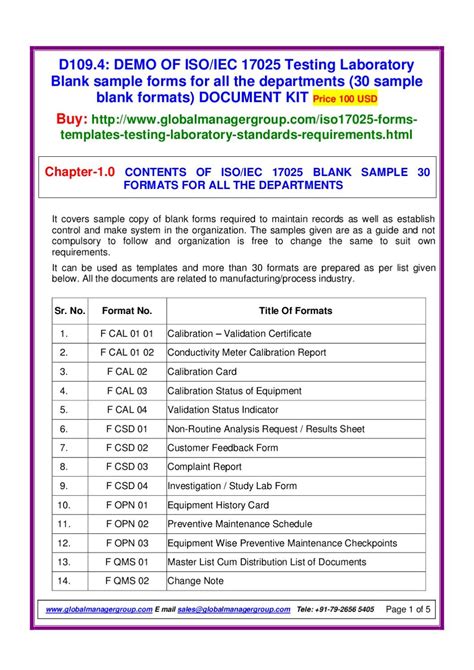 ISO IEC 17025 Sample Forms by Global Manager Group Issuu