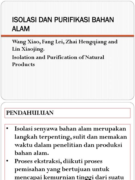 ISOLASI DAN PURIFIKASI BAHAN ALAM s1 | PDF - muktibox.com