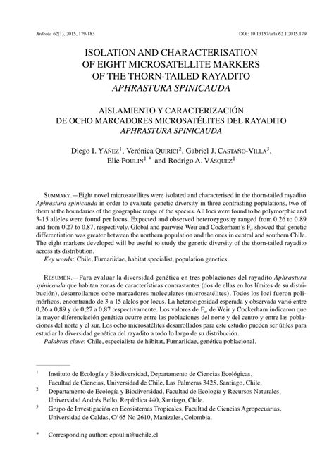 Isolation and characterisation of eight microsatellite markers in ... - raincitystudios.com