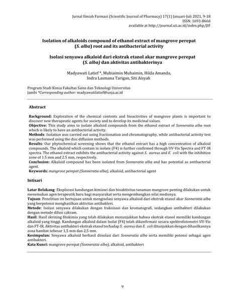 Isolation of alkaloids compound of ethanol extract of mangrove perepat - muktibox.com