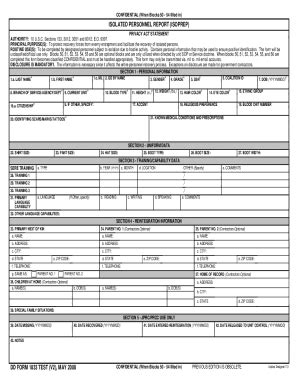 ISOPREP DD FORM 1833 PDF