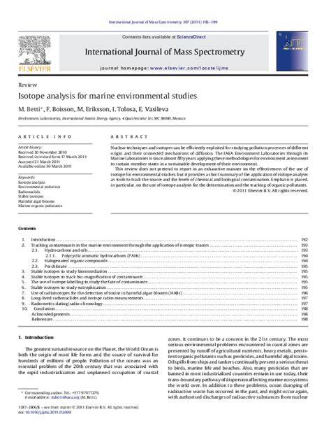 Isotope analysis for marine environmental studies - ScienceDirect - raincitystudios.com