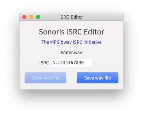 ISRC Editor ‹ Sonoris Audio Engineering