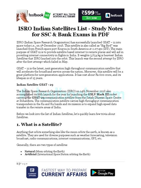 ISRO Indian Satellites List Study Notes for SSC Bank Exams in …