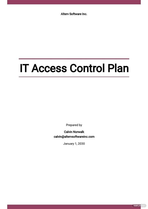 IT Access Control Plan Template