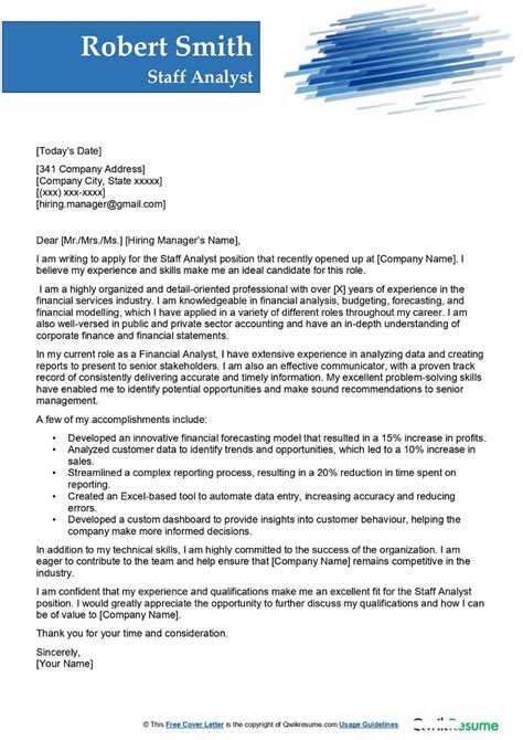 IT Analyst Cover Letter Examples - QwikResume