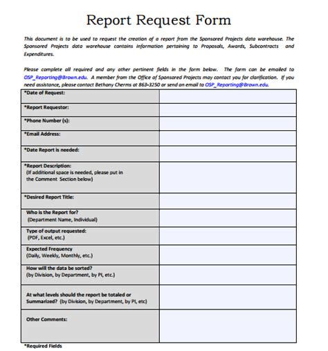 IT Report Request Form Template