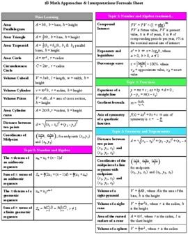 Ib Math Formula Sheet
