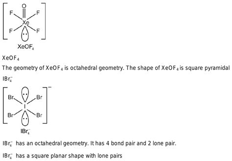 Ibr4- molecular geometry. Question: Determine the molecular polarity of IBr4 9. 10. Compare the ideal equatorial bond angles of the electron geometry with the actual equatorial bond angles of the molecular geometry. Why is there a difference? Show transcribed image text. Here’s the best way to solve it. 