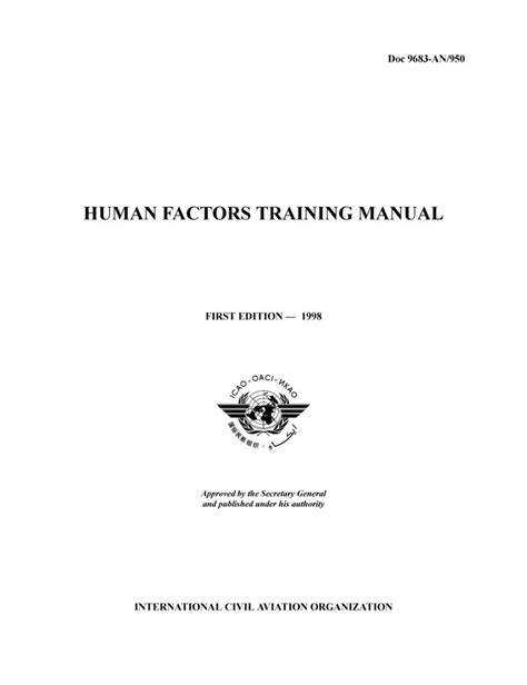 Icao human factors training manual doc 9683 download. - Médecine du travail, organisation du service médical..