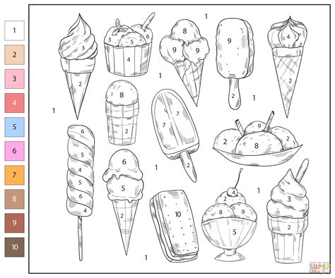 Ice Cream Color by Number Sheet and Die