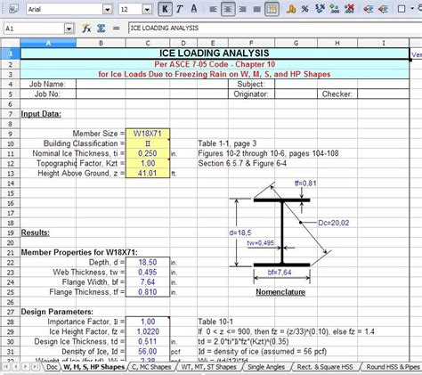 Ice Loading on Structural Steel Calculator (Per ASCE 705 Building Code)