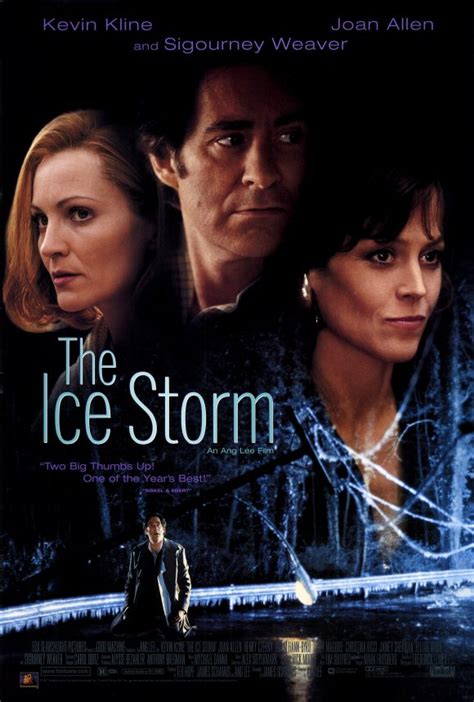 Ice storm movie. The Ice Storm. NR, 1 hr 53 min. In the 1970s, an outwardly wholesome family begins cracking at the seams over the course of a tumultuous Thanksgiving break. Frustrated with his job, the father, Ben (Kevin Kline), seeks fulfillment by cheating on his wife, Elena (Joan Allen), with neighborhood seductress Janey (Sigourney Weaver). 