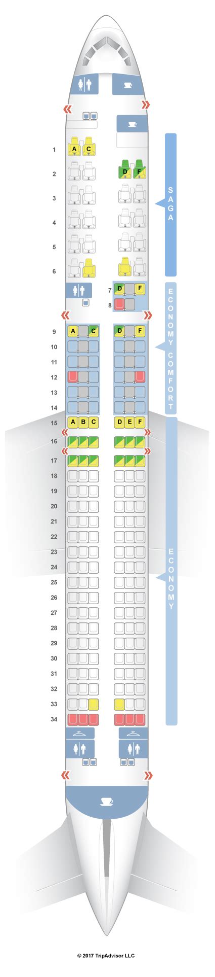 Seat 16C on Icelandair Boeing 757-200 (75W) Ad