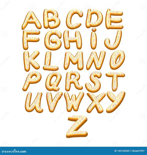 Icing Letters. Sweet Alphabet, Font in the Form of Cookies with Icing