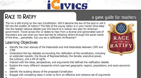 Icivics race to ratify answer key. 1035 Cambridge Street, Suite 1 Cambridge, MA 02141 Tel: 617-356-8311 info@icivics.org 