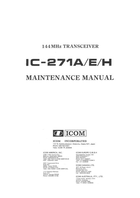 Icom ic 271a ic 271e ic 271h service reparaturanleitung. - Conferencia do rio de saude, meio ambiente e desenvolvimento.