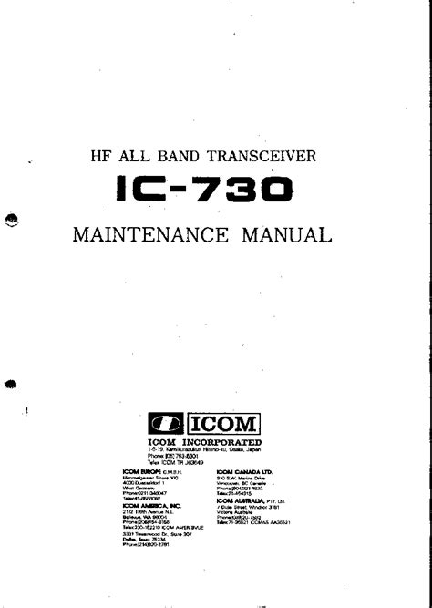 Icom ic 730 service repair manual. - Cub cadet ltx 1042 kw parts manual.