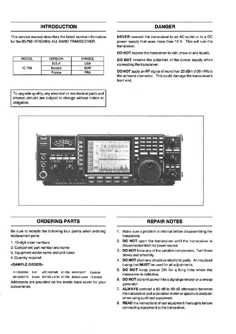 Icom ic 756 service repair manual. - Manuale di fanuc variabile di sistema.