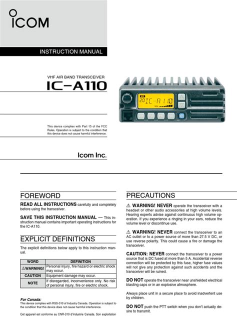 Icom ic a110 manual en espaol. - Repair manual for 1994 toyota paseo.