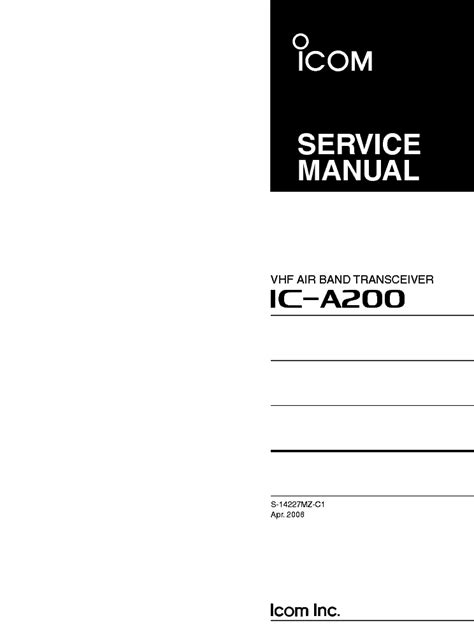Icom ic a200 service repair manual. - Manuale di servizio della stampante canon mf5750.