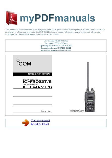 Icom ic f3021 ic f3022 ic f3023 service repair manual download. - Wyprawa sobieskiego na czambuly tatarskie 1672.