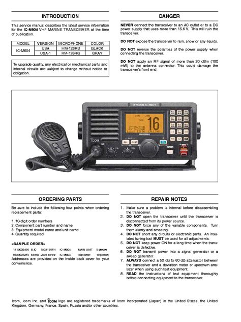 Icom ic m604 service repair manual download. - 2002 keystone montana 3280rl owners manual.