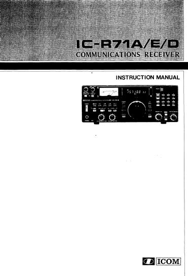 Icom ic r71a e d communications receiver repair manual. - Injection molding troubleshooting guide 2nd edition.