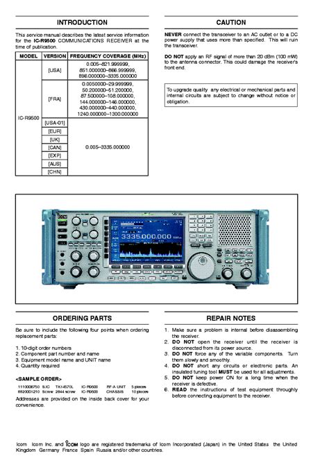 Icom ic r9500 service repair manual download. - Cessna 182 rg manual de mantenimiento.