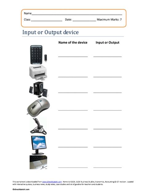 Ict Worksheet Input And Output Devices 2 Riset