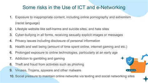 Ict charter content pdf.  Inappropriate use of ICT resources exposes to risks including virus...