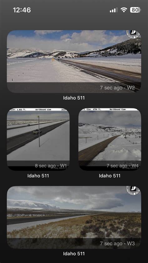 Idaho 511 traffic cameras. Provides up to the minute traffic and transit information for Idaho. View the real time traffic map with travel times, traffic accident details, traffic cameras and other road conditions. Plan your trip and get the fastest route taking into account current traffic conditions. 