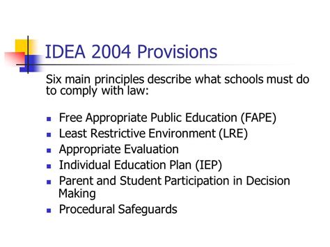 Idea 2004 summary. IDEA Regulations 1. Add procedures for identifying children with specific learning disabilities. A State must adopt, consistent with 34 CFR 300.309, criteria for determining whether a child has a specific learning disability as defined in 34 CFR 300.8(c)(10). In addition, the criteria adopted by the State: 