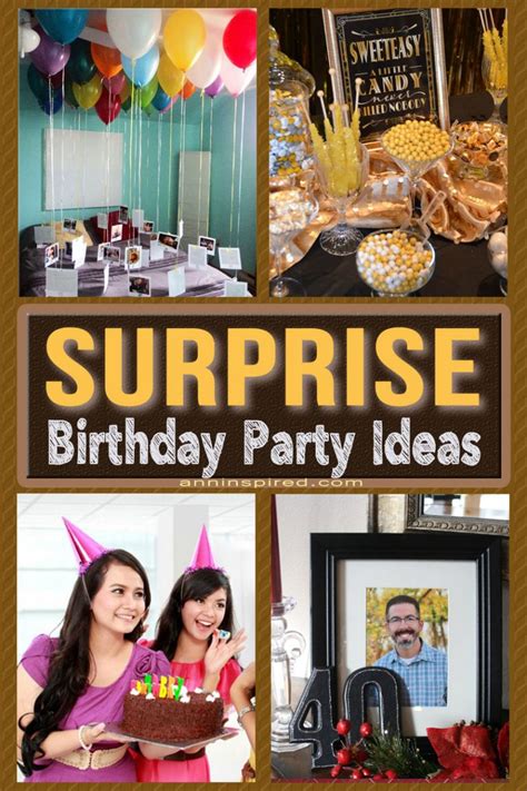 Ideas for a surprise birthday. 1. How will you keep the guest of honour in the dark? To make sure that the party will be a surprise, you need to come up with a great excuse to get the guest of … 